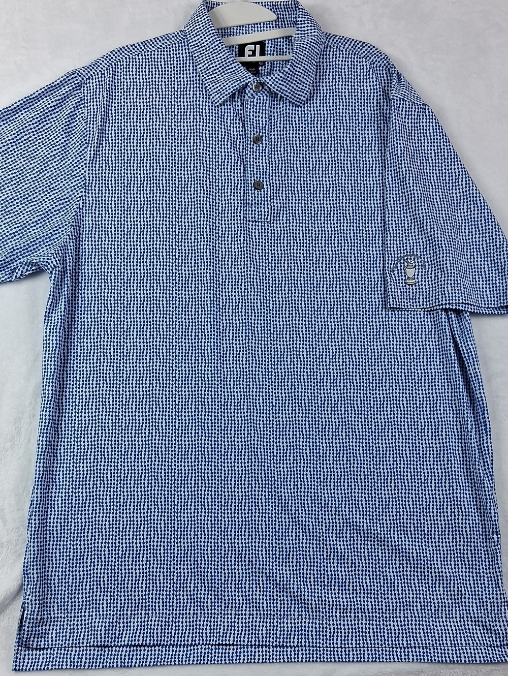 FootJoy Performance Golf Polo Shirt Bead Chain Print Campbell Cup Logo